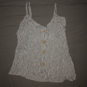 white and blue striped women’s tank top